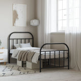 Metal Bed Frame without Mattress with Footboard Black 90x200cm 353646