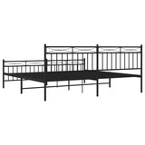 Metal Bed Frame without Mattress with Footboard Black 193x203cm 373715