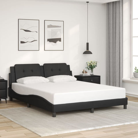 ZNTS Bed Frame without Mattress Black 160x200 cm Faux Leather 3208191