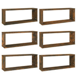 Wall Cube Shelves 6 pcs Smoked Oak 60x15x23 cm Engineered Wood 815926