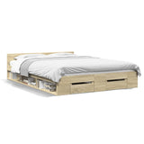 Bed Frame with Drawers without Mattress Sonoma Oak 120x200 cm 3280757