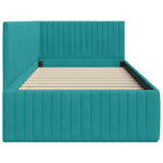 Corner Bed Frame with Headboard Turquoise 90 x 200 cm Velvet 42016274