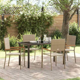 Garden Dining Set with Cushion 5 pcs Beige Poly Rattan 3379718