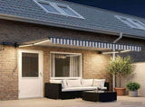 Manual Retractable Awning with LEDs Light Grey and White 3425775