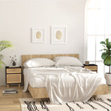 Bedside Cabinet Black Solid Wood Pine and Natural Rattan 345608