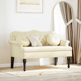Chesterfield Bench Cream 120.5 x 65 x 75 cm Faux Leather 42019280