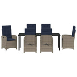 Garden Dining Set with Cushion 7 pcs Grey Poly Rattan 3380356