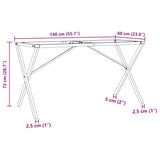 Dining Table Legs X-Frame 140x60x73 cm Steel 357911