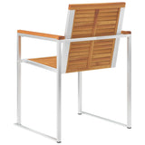 Garden Chairs 8 pcs Solid Acacia Wood and Stainless Steel 3078469