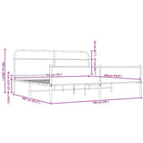 Metal Bed Frame without Mattress Brown Oak 193x203 cm 3318712