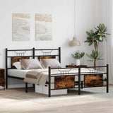Bed Frame without Mattress Smoked Oak 140x190 cm Engineered Wood 4106761