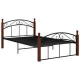 Bed Frame without Mattress Black Metal&Solid Oak Wood 120x200 cm 324920
