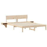 Bed Frame with Headboard Brown 160 x 200 cm Solid Pine Wood 873439