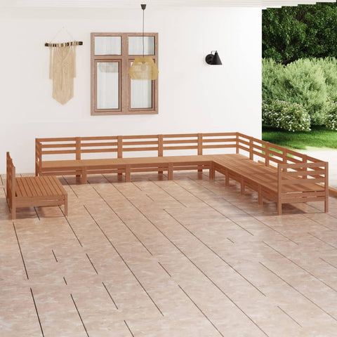 ZNTS 11 Piece Garden Lounge Set Solid Wood Pine Honey Brown 3083147