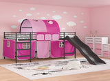 Kids'Loft Bed Frame Black and Pink 100 x 200 cm Metal 42020848