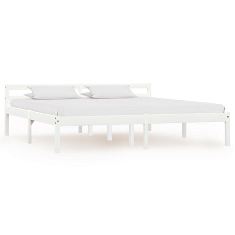 Bed Frame without Mattress White Solid Pine Wood 180x200 cm Super King 283189