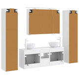 Bathroom Furniture Set 6 pcs White Engineered Wood and Glass 3407207