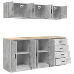 ZNTS Garage Cabinets 6 pcs Concrete Grey Engineered Wood 3328344