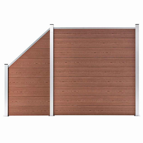 WPC Fence Set 1 Square + 1 Slanted 273x186 cm Brown 3054430