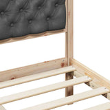 Bed Frame with Headboard Dark Grey 135 x 190 cm Solid Pine Wood 878410
