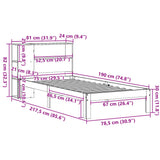 Bookcase Bed without Mattress White 75x190 cm Small Single Solid Wood Pine 3322535