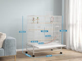 Bird Cage w/ Stand, Toys, Accessories, for Canaries, Finches, White T3398P349819