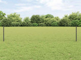 Welded Wire Fence 25 x 0.5 m PVC-Coated Steel Grey Mesh 3336847
