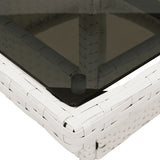 Garden Table with Glass Top White 80x80x75 cm Poly Rattan 368132