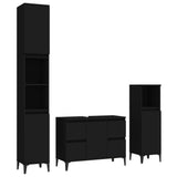 ZNTS 3 Piece Bathroom Furniture Set Black Engineered Wood 3185606