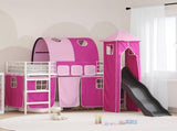 Kids'Loft Bed Frame White and Pink 100 x 190 cm Metal 42020910