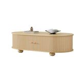 Oval Coffee Table 2 Sliding Doors, Rounded Corners,Hidden Compartment Center Table, Sofa table N605P339347E