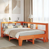 Bookcase Bed without Mattress Wax Brown 135x190cm Double Solid Wood Pine 3324555