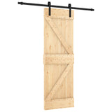 Sliding Door Natural and Black 70 x 210 cm Solid Pine Wood 3444894