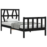 Bed Frame without Mattress Black Small Single Solid Wood Pine 3192455