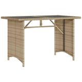 Garden Table with Glass Top Beige 110x68x70 cm Poly Rattan 366353