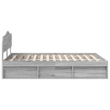 Bed Frame Grey Sonoma 140 x 190 cm Solid Pine Wood 3412903