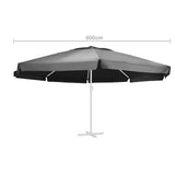 ZNTS Replacement Fabric for Outdoor Parasol Anthracite 600 cm 312548