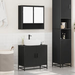 ZNTS 2 Piece Bathroom Furniture Set Black Engineered Wood 3300915