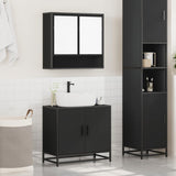 ZNTS 2 Piece Bathroom Furniture Set Black Engineered Wood 3300915