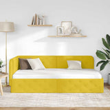 Corner Bed Frame with Headboard Yellow 100 x 200 cm Velvet 42016549