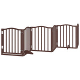 Dog Gate with Door Foldable 15 Panels Brown 750 cm Poplar Wood 3155605