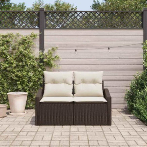 Garden Sofa with Cushion Brown 123 x 62 x 69cm Poly Rattan 42006773