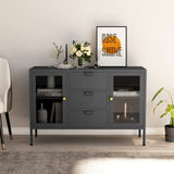 Sideboard Anthracite 105x35x70 cm Steel and Tempered Glass 336078