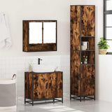 3 Piece Bathroom Furniture Set Smoked Oak Engineered Wood 3301097