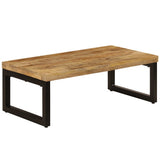 Coffee Table 100x50x35 cm Solid Mango Wood and Steel 247337
