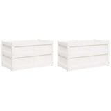Garden Planters 2 pcs White Solid Wood Pine 837462