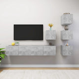 6 Piece TV Cabinet Set Concrete Grey Engineered Wood 3079141