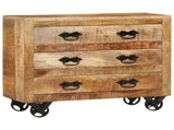 Sideboard with 3 Drawers 80x30x65 cm Solid Rough Wood Mango 351690
