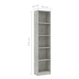 ZNTS 5-Tier Book Cabinet Concrete Grey 40x24x175 cm Engineered Wood 800850