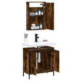 2 Piece Bathroom Furniture Set Smoked Oak Engineered Wood 3214782
